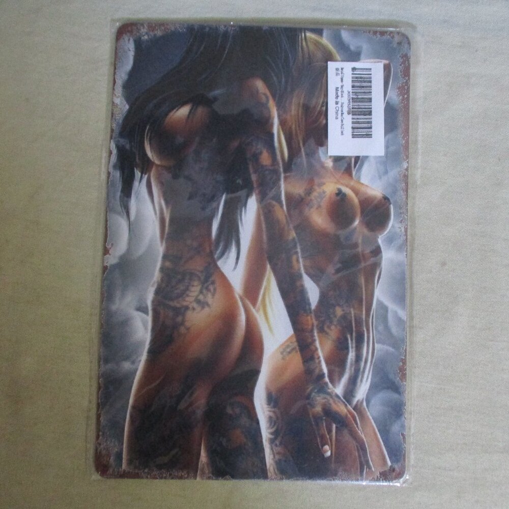 8"x12" Metal Sign Sexy Tatoo Women Posing